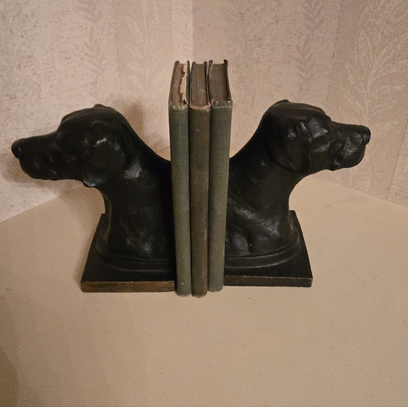 Vintage Dog Bookends Labrador Retriever Heavy Metal Bronze Tone - Picture 2 of 12